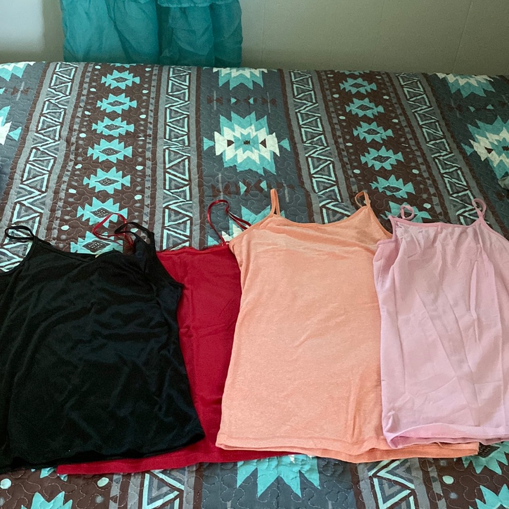 Camisoles large and medium pink, burgundy black rust orange and group of 4